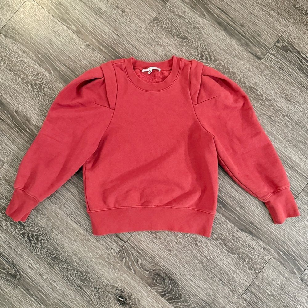 Frame Pleated Panel Puff-Sleeve Sweatshirt